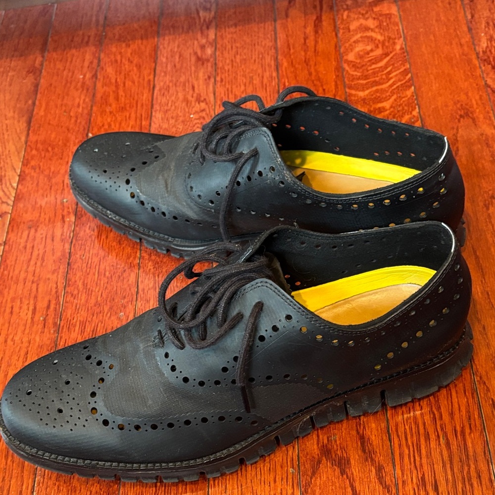 Cole Haan Zerogrand No Stitch Oxfords Black Wing Tips